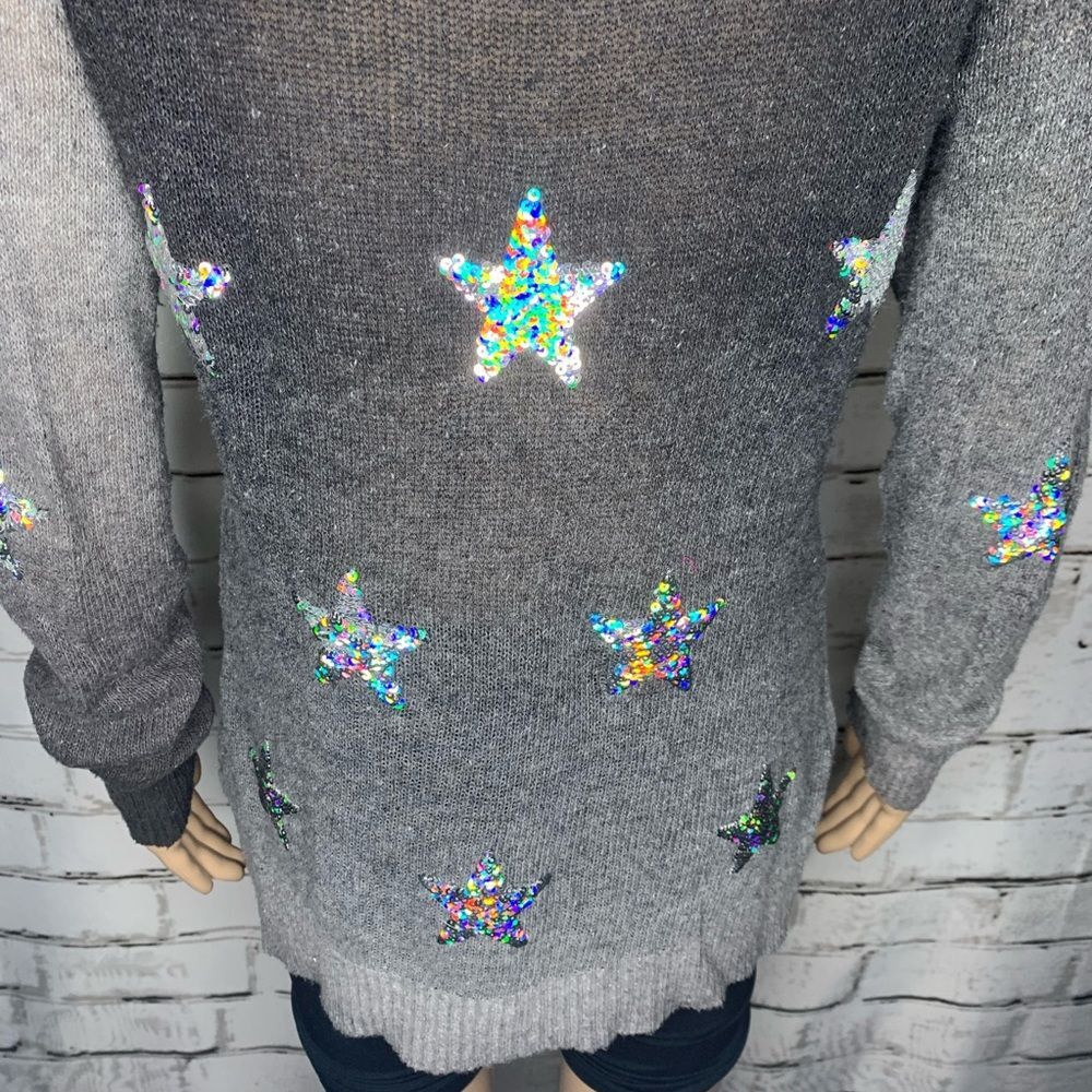 Wildfox WhiteLabel Star Gazer Ombre Gray Sequin Sweater Size Small - Picture 6 of 9